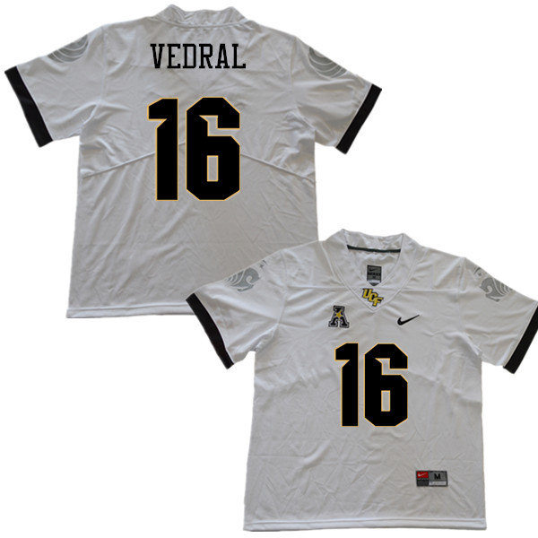 Men #16 Noah Vedral UCF Knights College Football Jerseys Sale-White - Click Image to Close